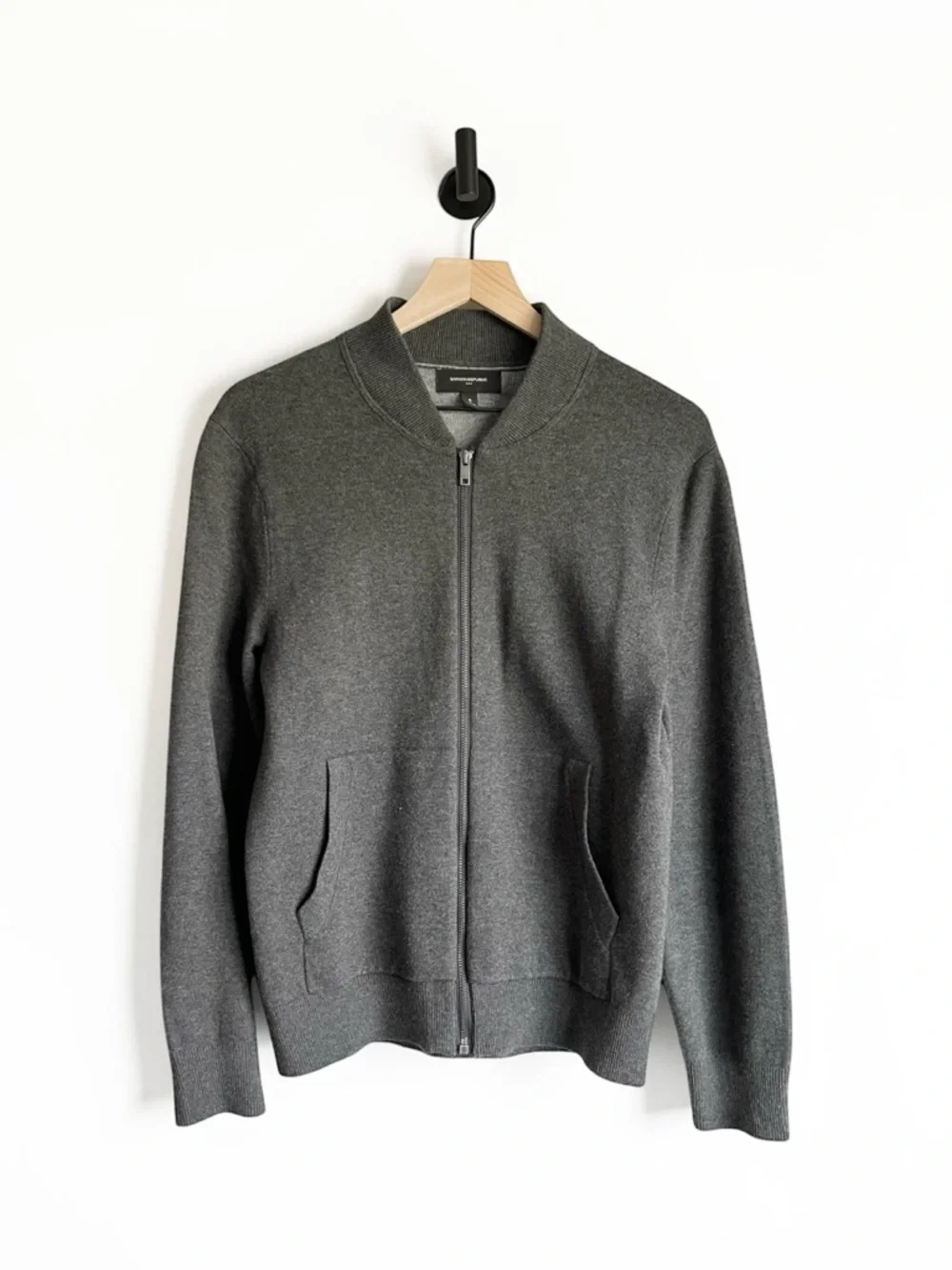 Banana Republic Factory Dark Grey Cotton Blend Bomber Jacket Mens S
